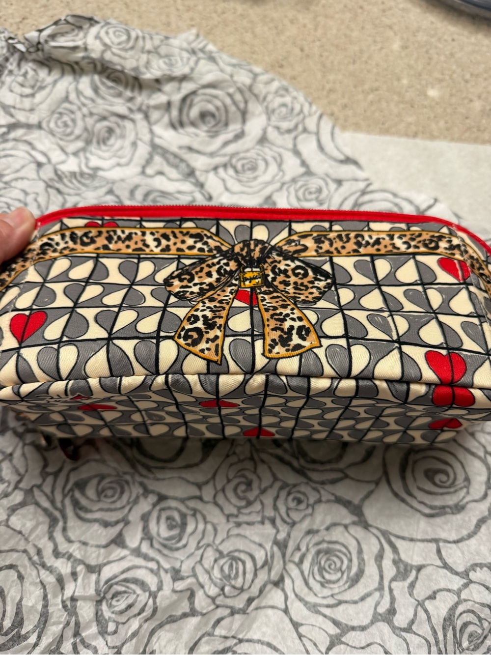 Brighton Leopard Bow Cosmetic Pouch - Cream, Red & Black